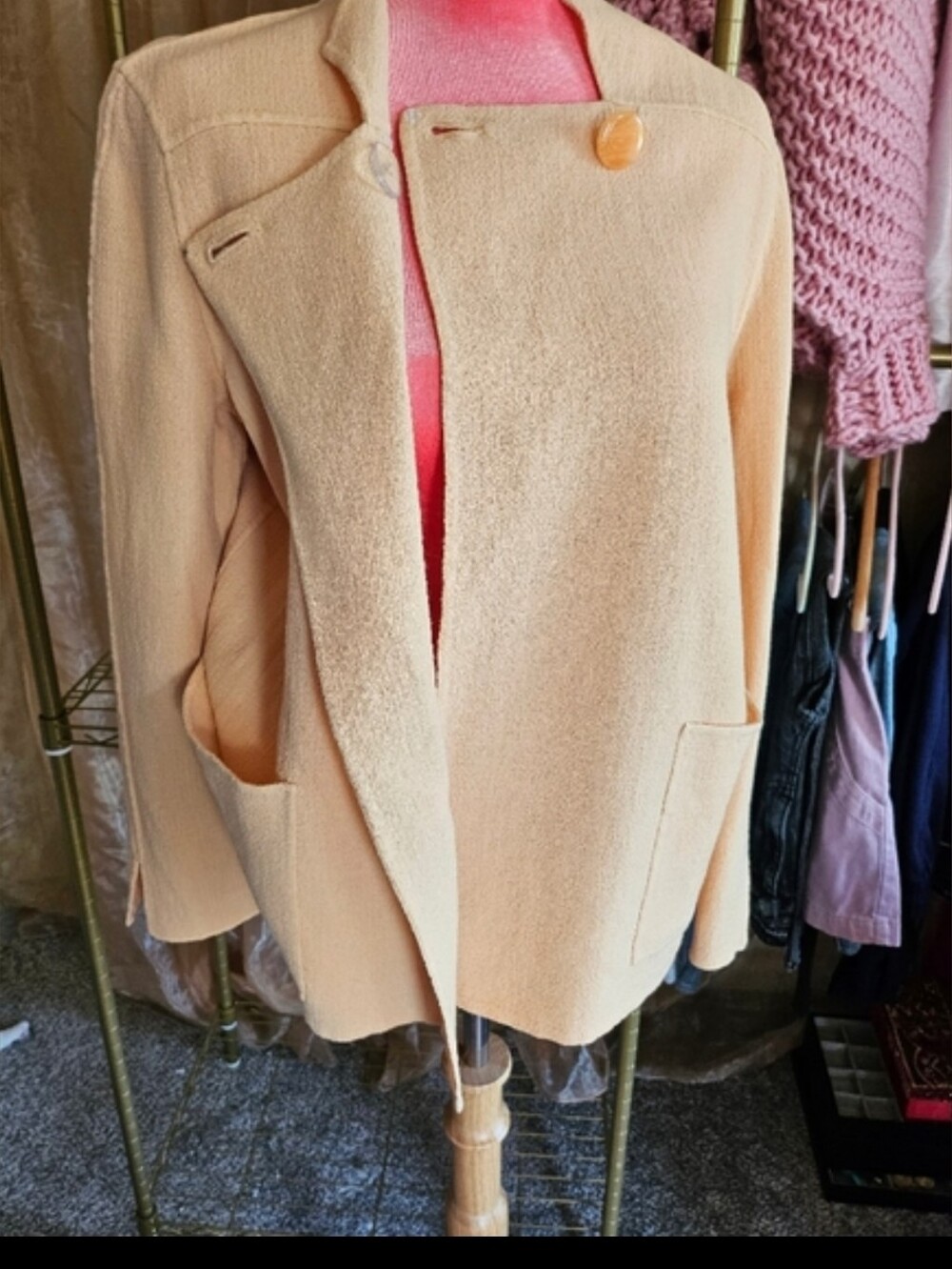 Vtg Light-Weight Peach St. Johns Jacket Blazer DKNY Trousers Earring Set